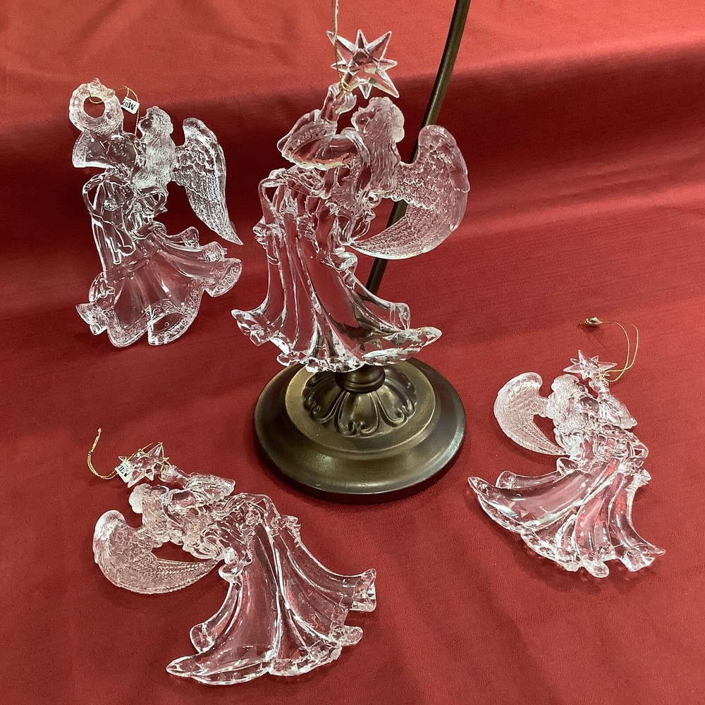 Acrylic Flying Angel With North Star Christmas Ornament 8" Tall Rare Vintage